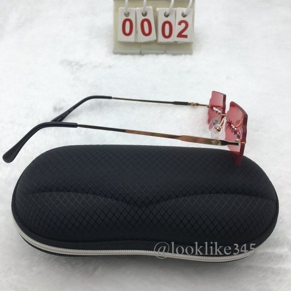 Fashion Retro Vintage Rimless Red Frame Sunglasses - Picture 2 of 5